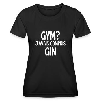 j'avais compris gin - T-shirt sport Femme - noir - Devant - AI Model Female 172 light (172cm)