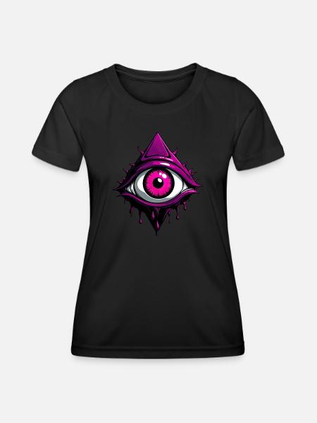 Occult All-Seeing Eye - CherryPunk Dark Magenta - Women's Functional T-Shirt - black