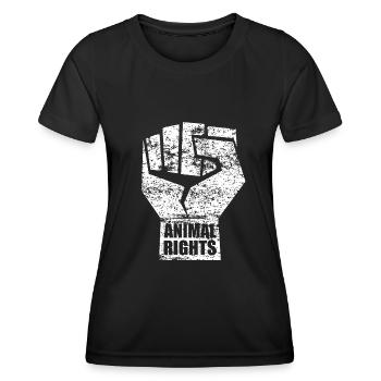 ANIMAL RIGHTS VEGAN - Frauen Funktions-T-Shirt - Schwarz - Vorne - AI Model Female 172 light (172cm)