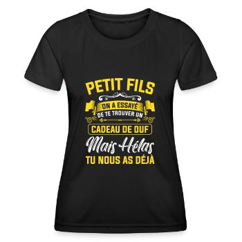 petit fils cadeau de ouf mais tu nous as déjà - T-shirt sport Femme - noir - Devant - AI Model Female 172 light (172cm)