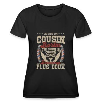 Je suis un cousin barbu normal fans barbe - T-shirt sport Femme - noir - Devant - AI Model Female 172 light (172cm)