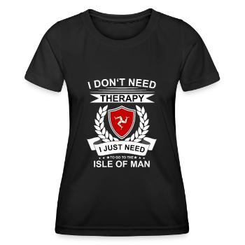 Île de Man Flagge Triskele Drapeau de l’île de Man - T-shirt sport Femme - noir - Devant - AI Model Female 172 light (172cm)
