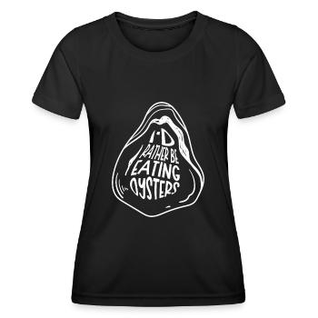 Manger des huîtres, des fruits de mer et du vin - T-shirt sport Femme - noir - Devant - AI Model Female 172 light (172cm)