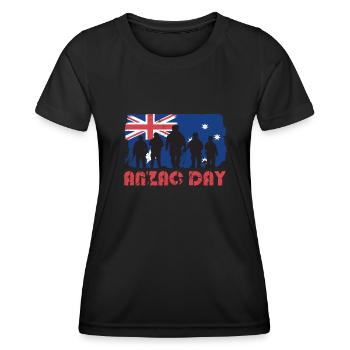 JOURNÉE DE L’ANZAC - T-shirt sport Femme - noir - Devant - AI Model Female 172 light (172cm)