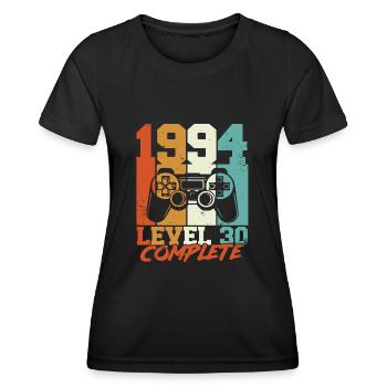 30. Geburtstag 30 Jahre Gamer Level 30 Complete - Frauen Funktions-T-Shirt - Schwarz - Vorne - AI Model Female 172 light (172cm)