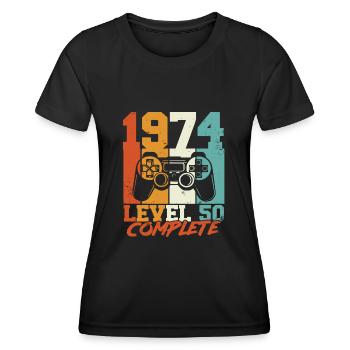 50 Geburtstag 50 Jahre Gamer Level 50 Complete - Frauen Funktions-T-Shirt - Schwarz - Vorne - AI Model Female 172 light (172cm)