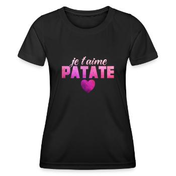 Je T'aime Patate Saint Valentin Humour Couple - T-shirt sport Femme - noir - Devant - AI Model Female 172 light (172cm)