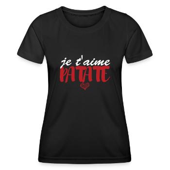 Cadeau Saint Valentin Amoureux Je T'aime Patate - T-shirt sport Femme - noir - Devant - AI Model Female 172 light (172cm)