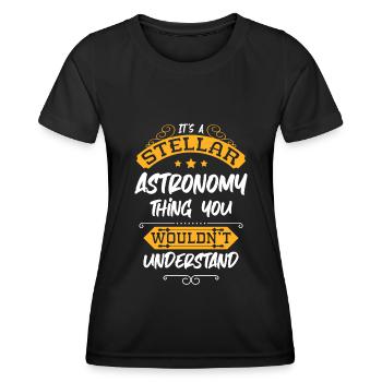 Astronaut Schwerelos Sterne Rakete - Frauen Funktions-T-Shirt - Schwarz - Vorne - AI Model Female 172 light (172cm)