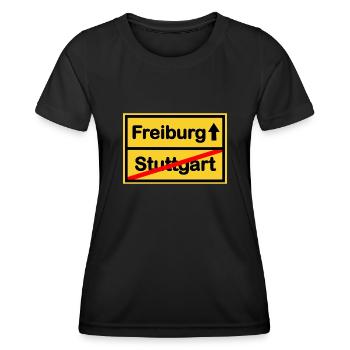 Die Freiburger - Frauen Funktions-T-Shirt - Schwarz - Vorne - AI Model Female 172 light (172cm)
