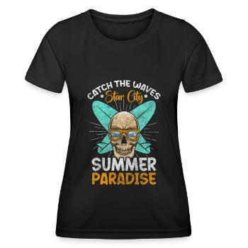 Surfen Meer Wasser - Frauen Funktions-T-Shirt - Schwarz - Vorne - AI Model Female 172 light (172cm)