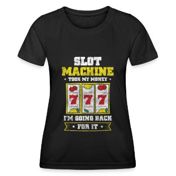 Glücksspiel Automat Glücksschiene Symbole - Frauen Funktions-T-Shirt - Schwarz - Vorne - AI Model Female 172 light (172cm)