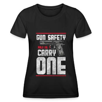 Amateurs d’armes à feu tirant une arme à feu - T-shirt sport Femme - noir - Devant - AI Model Female 172 light (172cm)