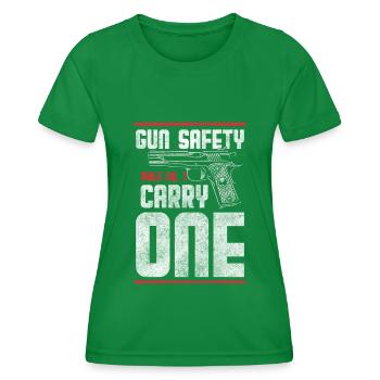 Amateurs d’armes à feu tirant une arme à feu - T-shirt sport Femme - vert - Devant - AI Model Female 172 dark (172cm)