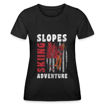 Snowboarden Piste Winter - Frauen Funktions-T-Shirt - Schwarz - Vorne - AI Model Female 172 light (172cm)