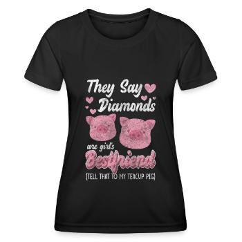 Schweinchen Winzig Ferkel Schwein - Frauen Funktions-T-Shirt - Schwarz - Vorne - AI Model Female 172 light (172cm)