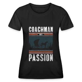 Conducteur de calèche hobby oldschool - T-shirt sport Femme - noir - Devant - AI Model Female 172 light (172cm)
