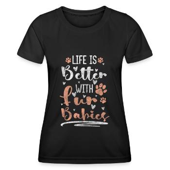 Hunde Vierbeiner Welpe Liebhaber - Frauen Funktions-T-Shirt - Schwarz - Vorne - AI Model Female 172 light (172cm)