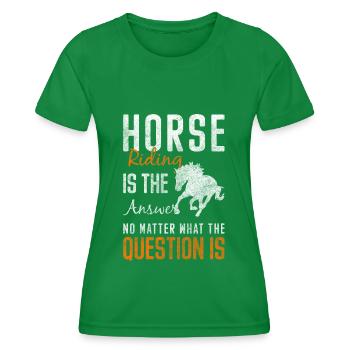 Cheval Amitié Crinière Compétition Équitation - T-shirt sport Femme - vert - Devant - AI Model Female 172 dark (172cm)