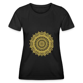 Mandala Gelb - Frauen Funktions-T-Shirt - Schwarz - Vorne - AI Model Female 172 light (172cm)