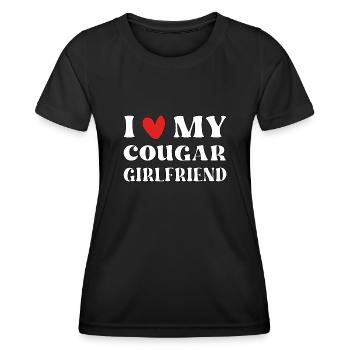 J’aime ma copine cougar chaude - T-shirt sport Femme - noir - Devant - AI Model Female 172 light (172cm)