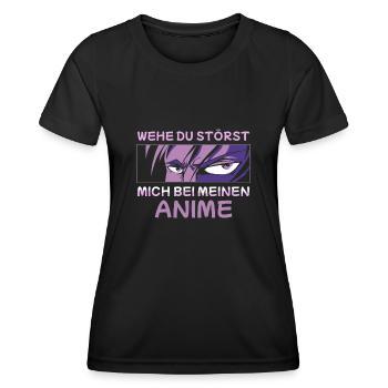 Otaku Merch Wehe tu störst mich bei meinen Anime - Frauen Funktions-T-Shirt - Schwarz - Vorne - AI Model Female 172 light (172cm)