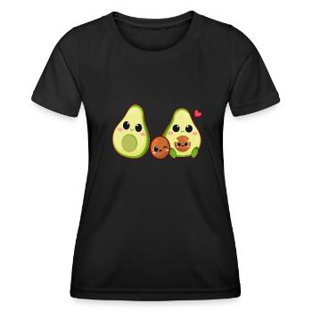 Kawaii Valentine Avocado - Avocat design - T-shirt sport Femme - noir - Devant - AI Model Female 172 light (172cm)