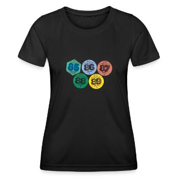 Vignettes Automobiles Années 80 Vintage Rétro 1980 - T-shirt sport Femme - noir - Devant - AI Model Female 172 light (172cm)