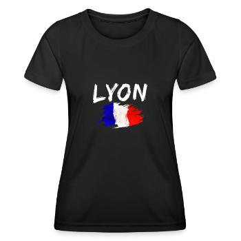 Lyon Frankreich Flagge Stadt Lyon - Frauen Funktions-T-Shirt - Schwarz - Vorne - AI Model Female 172 light (172cm)
