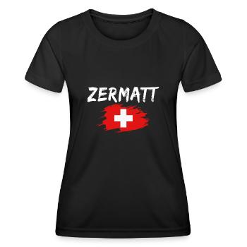 Zermatt Suisse Drapeau - T-shirt sport Femme - noir - Devant - AI Model Female 172 light (172cm)