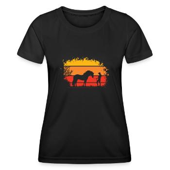 Frau mit Pferd - Frauen Funktions-T-Shirt - Schwarz - Vorne - AI Model Female 172 light (172cm)