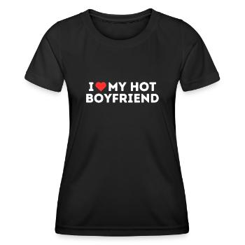 J’aime mon petit ami chaud coeur Couple cadeau - T-shirt sport Femme - noir - Devant - AI Model Female 172 light (172cm)