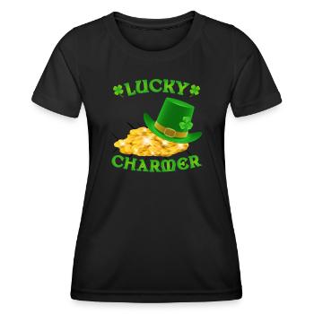 Lucky Charmer St Patricks Day - Frauen Funktions-T-Shirt - Schwarz - Vorne - AI Model Female 172 light (172cm)