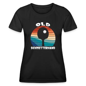 Old Schmetterhand Tischtennis Design - Frauen Funktions-T-Shirt - Schwarz - Vorne - AI Model Female 172 light (172cm)