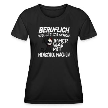 Doing something with people professionally - Grim Reaper - Women's Functional T-Shirt - black - Front - AI Model Female 172 light (172cm)