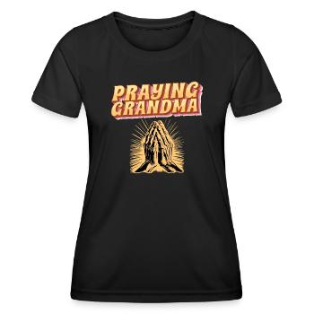 Grand-mère en prière - Betende Oma - T-shirt sport Femme - noir - Devant - AI Model Female 172 light (172cm)