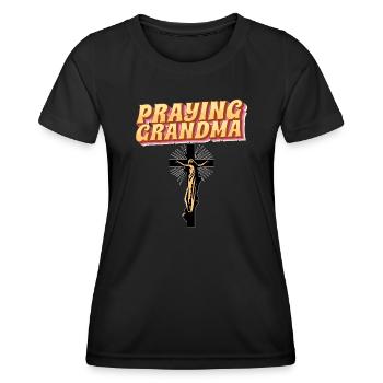 Grand-mère en prière - Betende Oma - T-shirt sport Femme - noir - Devant - AI Model Female 172 light (172cm)