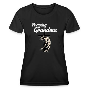 Grand-mère en prière - Betende Oma - T-shirt sport Femme - noir - Devant - AI Model Female 172 light (172cm)