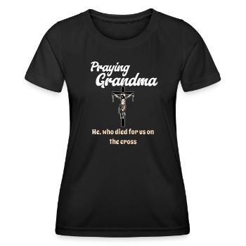 Grand-mère en prière - Betende Oma - T-shirt sport Femme - noir - Devant - AI Model Female 172 light (172cm)