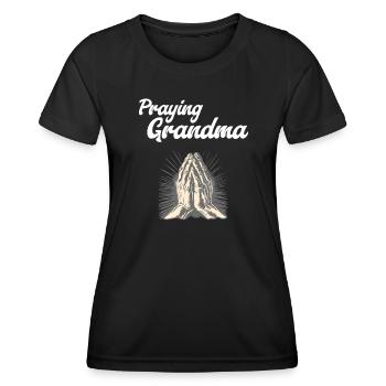 Grand-mère en prière - Betende Oma - T-shirt sport Femme - noir - Devant - AI Model Female 172 light (172cm)