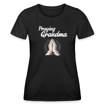 Grand-mère en prière - Betende Oma - T-shirt sport Femme - noir - Devant - AI Model Female 172 light (172cm)