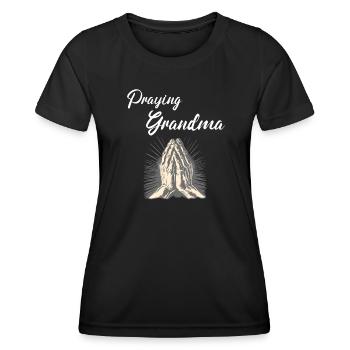 Grand-mère en prière - Betende Oma - T-shirt sport Femme - noir - Devant - AI Model Female 172 light (172cm)