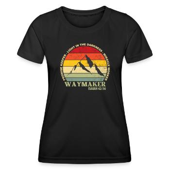 Waymaker Gardien de la promesse Faiseur de miracles Chrétien - T-shirt sport Femme - noir - Devant - AI Model Female 172 light (172cm)