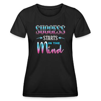 Le succès commence dans l’ - T-shirt sport Femme - noir - Devant - AI Model Female 172 light (172cm)