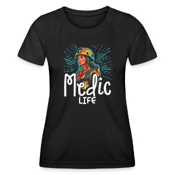 Paramedic - Sanitäter - Medic Life - Frauen Funktions-T-Shirt - Schwarz - Vorne - AI Model Female 172 light (172cm)