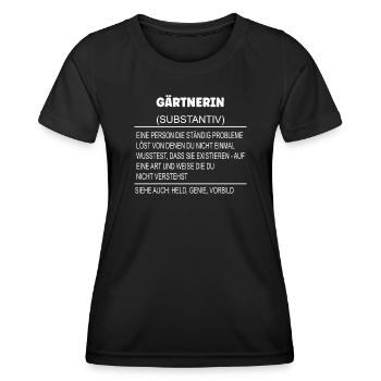 Wörterbuch Erklärung Gärtnerin Held, Genie Vorbild - Frauen Funktions-T-Shirt - Schwarz - Vorne - AI Model Female 172 light (172cm)