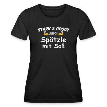 Stark & Groß durch Spätzle mit Soß - Frauen Funktions-T-Shirt - Schwarz - Vorne - AI Model Female 172 light (172cm)