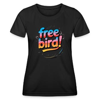 Free Bird - frei wie ein Vogel - Frauen Funktions-T-Shirt - Schwarz - Vorne - AI Model Female 172 light (172cm)