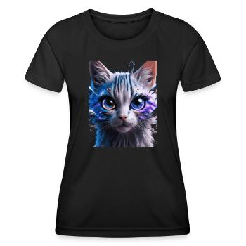 Chat de l’espace - T-shirt sport Femme - noir - Devant - AI Model Female 172 light (172cm)