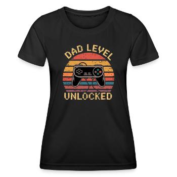 Dad level unlocked - Frauen Funktions-T-Shirt - Schwarz - Vorne - AI Model Female 172 light (172cm)